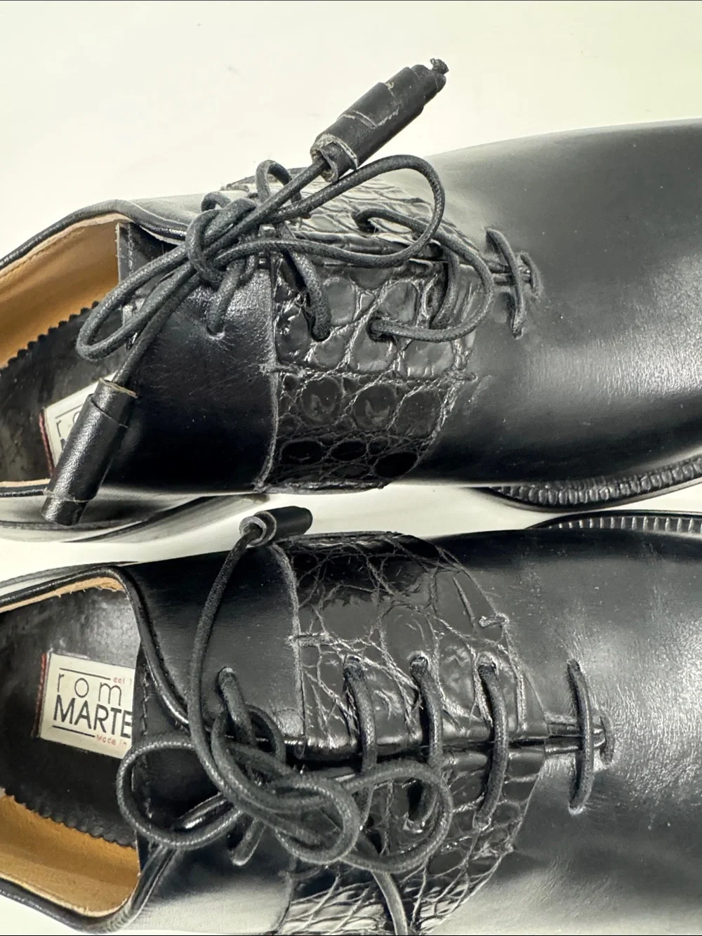 Romano Martegani Real Alligator 🐊 Leather Lace-Up Derby Shoes with Textured Vamp